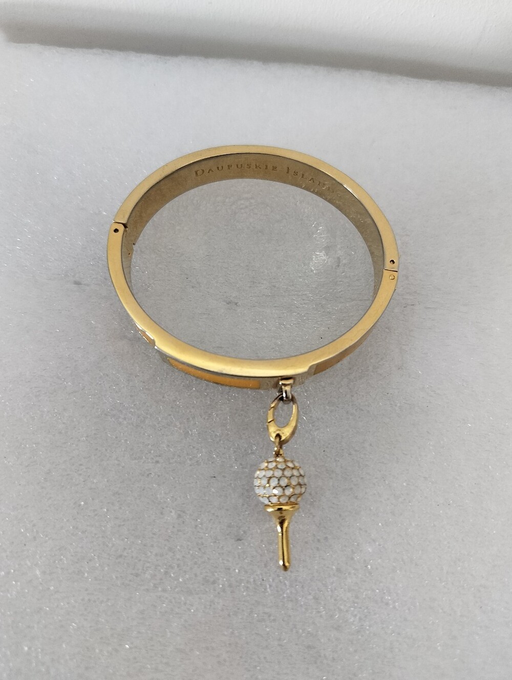 Spartina 449 Gold Bangle Bracelet with Crystal  Charm Daufuskie Island